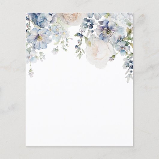 BUDGET Blue Hydrangea & Rose Taufe Einladung (Rückseite)