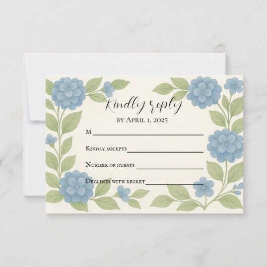 Budget Blue Hydrangea RSVP Card Karte (Vorderseite)