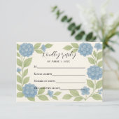 Budget Blue Hydrangea RSVP Card Karte (Stehend Vorderseite)