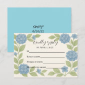 Budget Blue Hydrangea RSVP Card Karte (Vorne/Hinten)