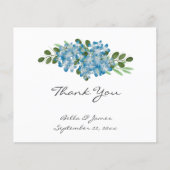 Budget Blue Hydrangea Wedding Dankeschön Card (Vorderseite)