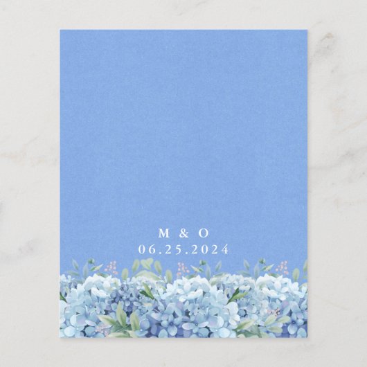 Budget Blue Hydrangeas Floral Wedding Einladung (Rückseite)