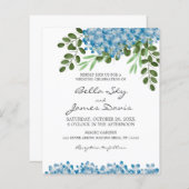 Budget Blue Hydrangeas Hochzeitseinladung (Vorne/Hinten)