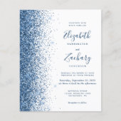 Budget Blue Imitats Glitzer Hochzeit Einladung (Vorderseite)