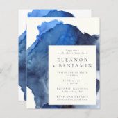 Budget Blue Indigo Abstrakt Watercolor Wedding (Vorne/Hinten)