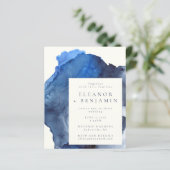 Budget Blue Indigo Abstrakt Watercolor Wedding (Stehend Vorderseite)