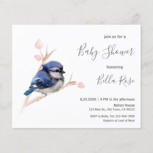 Budget Blue Jay Bird Baby Dusche Einladung