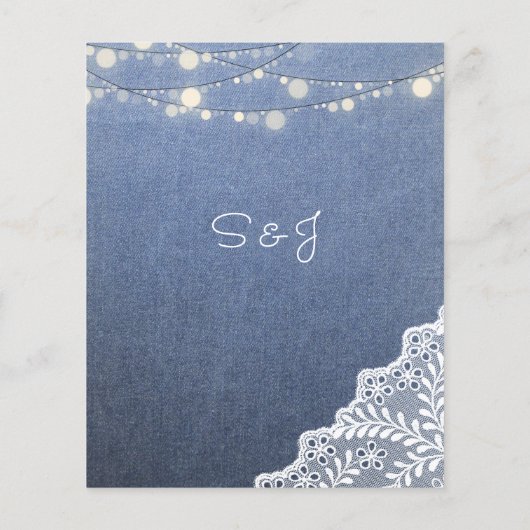 Budget Blue Jeans, String Lights & Lace Menu (Rückseite)