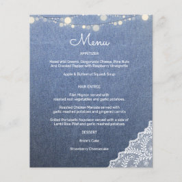 Budget Blue Jeans, String Lights & Lace Menu Flyer