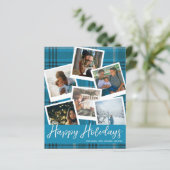 Budget Blue Kariert Multi Foto Happy Holidays (Stehend Vorderseite)