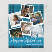 Budget Blue Kariert Multi Foto Happy Holidays (Vorderseite)