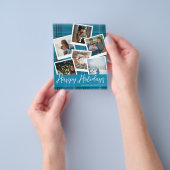 Budget Blue Kariert Multi Foto Happy Holidays Flyer (Gruppe)