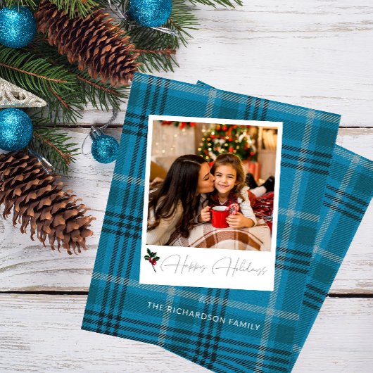 Budget Blue Kariert Sofort Foto Happy Holidays