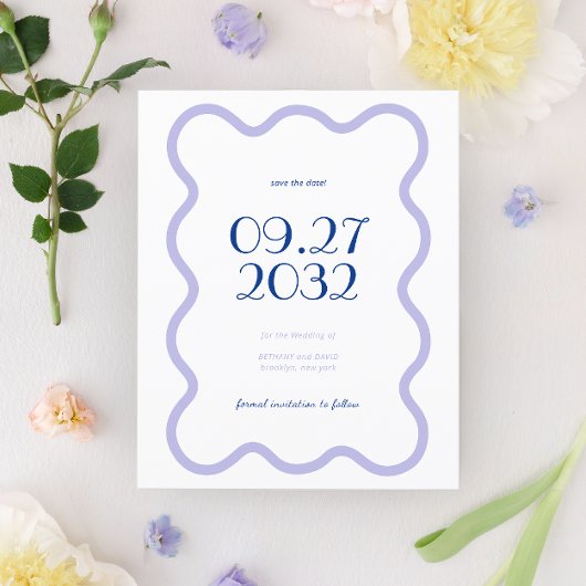 BUDGET Blue Lavender Wave Scallop Border Wedding