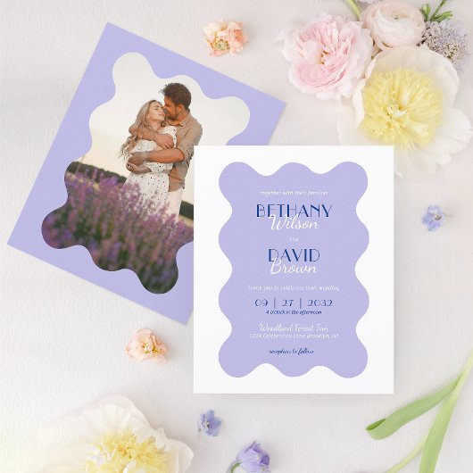 BUDGET Blue Lavender Wave Scallop Foto Hochzeit