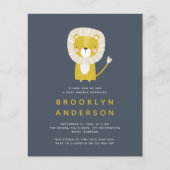 BUDGET Blue Lion Boy Baby Dusche Einladung (Vorderseite)