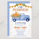 Budget Blue Little Pumpkin Baby Dusche Einladung (Vorne/Hinten)