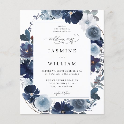 Budget Blue & Navy Floral Wedding (Vorderseite)