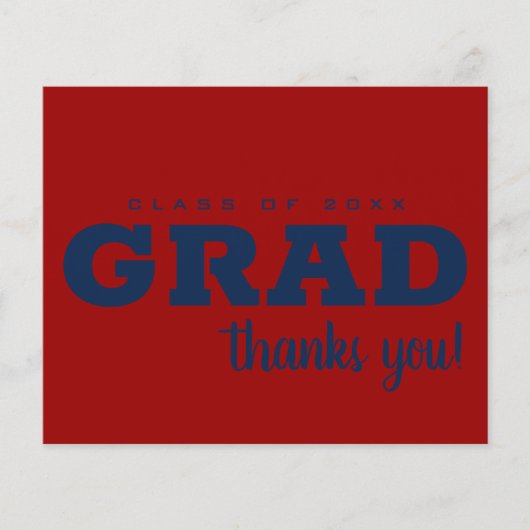 Budget Blue on Dark Red Grad Vielen Dank (Vorderseite)