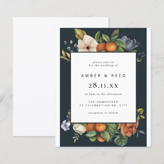 Budget Blue Orange Summer Botanical Boho Wedding (Vorne/Hinten)