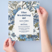 Budget Blue Periwinkle Wildblumen Hochzeit Flyer (Hand)