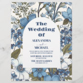 Budget Blue Periwinkle Wildflowers Wedding Flyer (Vorne)