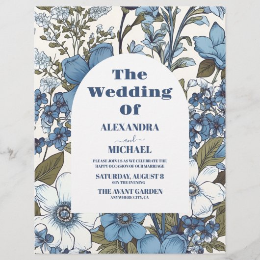 Budget Blue Periwinkle Wildflowers Wedding Flyer (Vorne)