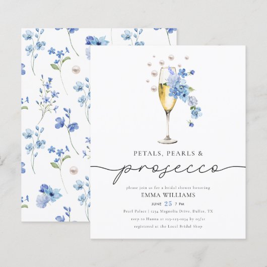 BUDGET Blue Petals Pearls & Prosecco Brautparty (Vorne/Hinten)