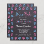 Budget Blue Pink Paw Prints Gender Reveve Einladun (Vorne/Hinten)