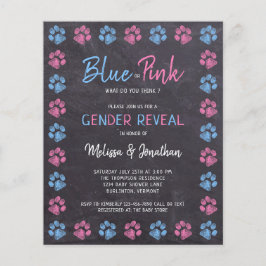 Budget Blue Pink Paw Prints Gender Reveve Einladun