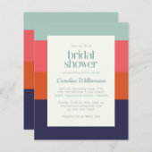 Budget Blue Pink Streifen Bridal Dusche Einladung (Vorne/Hinten)