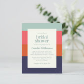 Budget Blue Pink Streifen Bridal Dusche Einladung (Stehend Vorderseite)