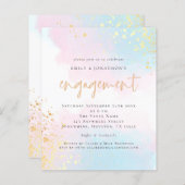 Budget Blue Pink Watercolor Script-Verlobung (Vorne/Hinten)