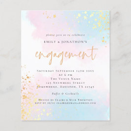 Budget Blue Pink Watercolor Script-Verlobung