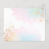 Budget Blue Pink Watercolor Verlobung Ankündigung (Rückseite)