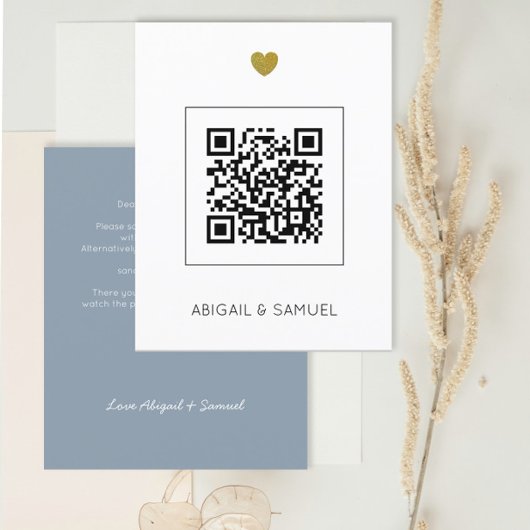 Budget Blue QR Code Alles in einer Hochzeitseinlad