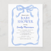 Budget Blue Ribbon Watercolor Bow Boy Baby Dusche (Vorderseite)