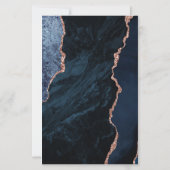 Budget Blue Rose Gold Agate Hochzeit Einladung (Rückseite)