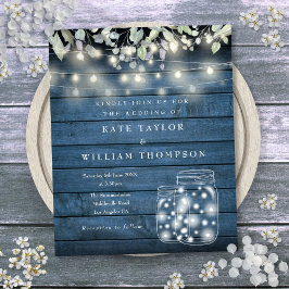 Budget Blue Rustic Lights Mason Jar Wedite Einladu