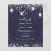 BUDGET Blue Rustic Mason Jar Wedding Einladung (Vorderseite)