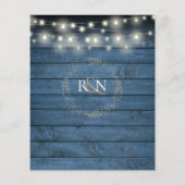 Budget Blue Rustic String Lights Wedite Einladung (Rückseite)