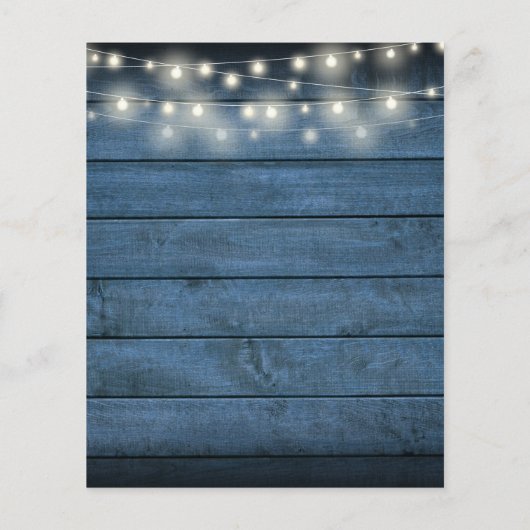 Budget Blue Rustic Wood String Light Wedding (Rückseite)