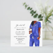 Budget Blue Scrubs Nurse Foto Abschluss Einladung (Stehend Vorderseite)