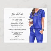 Budget Blue Scrubs Nurse Foto Abschluss Einladung (Vorderseite)