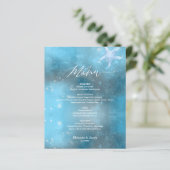 Budget Blue Sea Summer Wedding Flat Menu Card (Stehend Vorderseite)