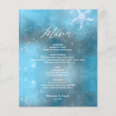 Budget Blue Sea Summer Wedding Flat Menu Card (Vorderseite)