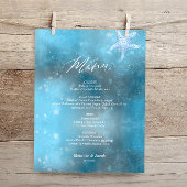 Budget Blue Sea Summer Wedding Flat Menu Card