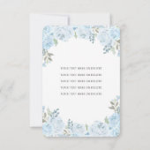 Budget Blue Silver Blumenprinzessin Quinceañera Mitteilungskarte (Rückseite)