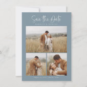 Budget Blue Simple Calligraphy Script Foto Save The Date (Vorderseite)