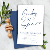 Budget Blue Simple Script Baby Boy Dusche